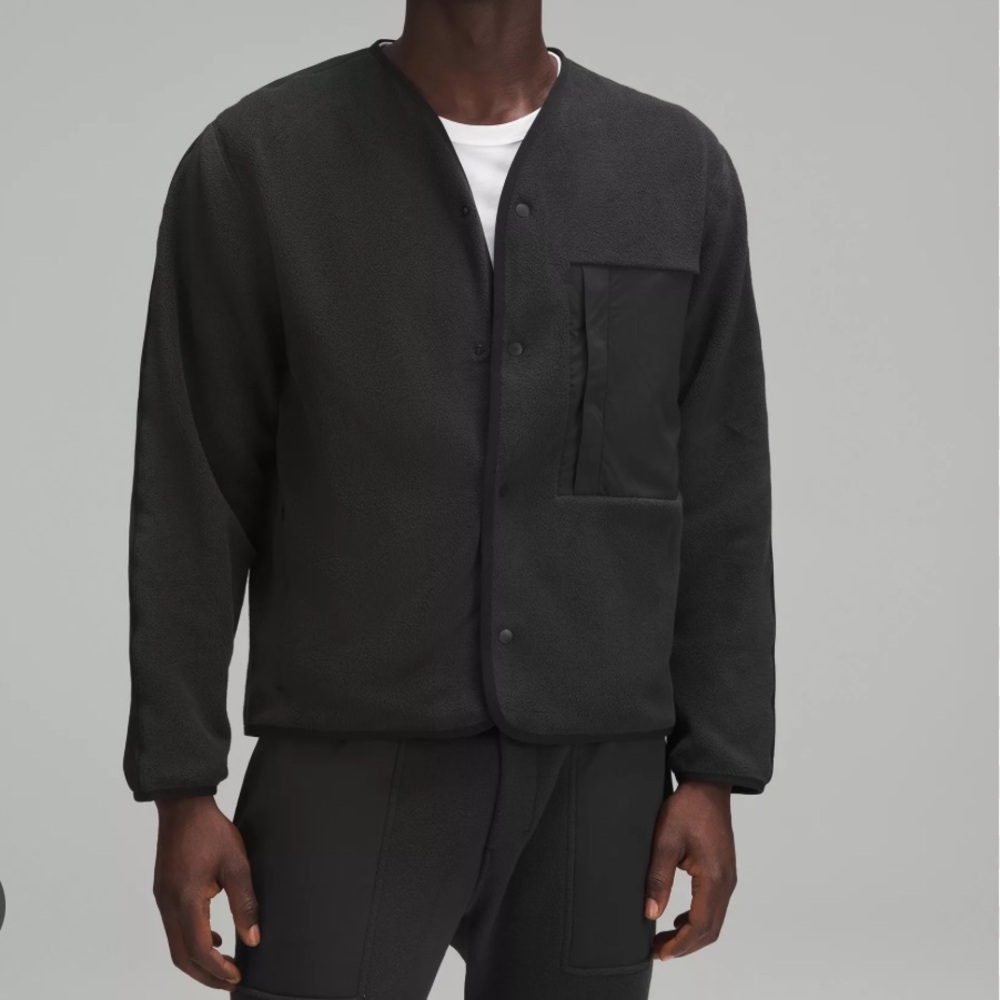 Lululemon Mens black snap button fleece cardigan L